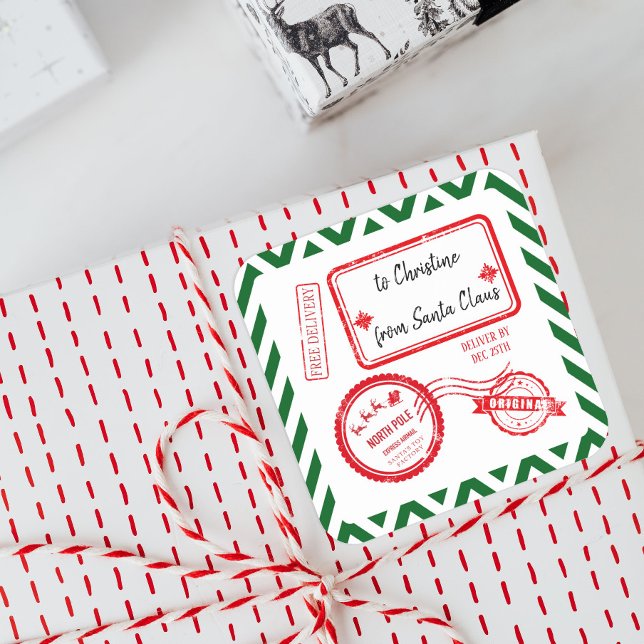 Sticker Carré Livraison du courrier du Pôle Nord de Noël à parti (Créateur téléchargé)