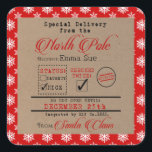Sticker Carré Livraison spéciale de Père Noël Christmas Cadeaux<br><div class="desc">Si vous souhaitez modifier cette conception ou si vous avez des questions,  envoyez un courriel à megan@emmasuebowtique.com</div>