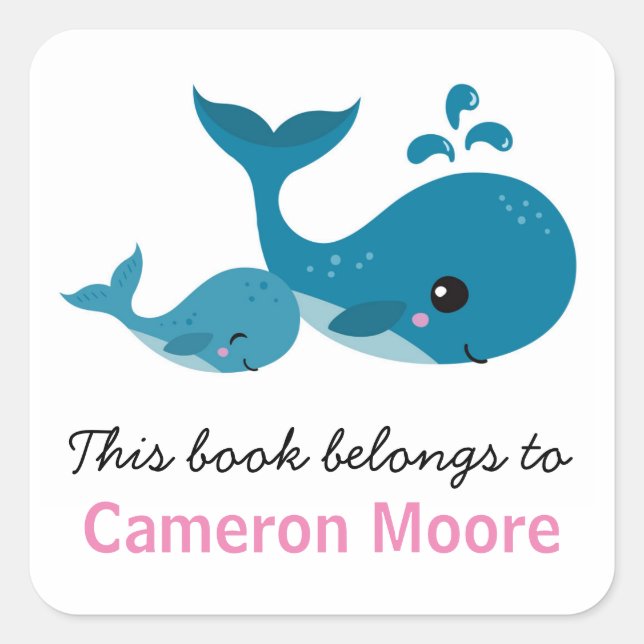Sticker Carré Livre d'assiettes personnalisées de belles baleine (Devant)