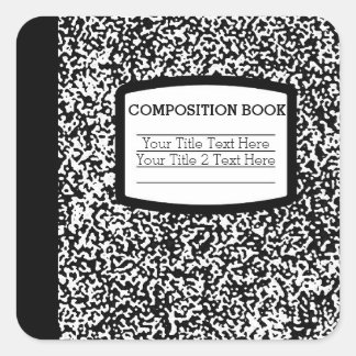 Sticker Carré Livre de composition personnalisé Noir/Blanc École