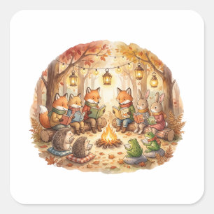 Sticker Carré Livre de la forêt Coussin cottagecore de la forê
