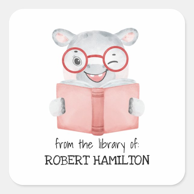 STICKER CARRÉ LIVRE DE LECTURE HIPPO COULEUR D'EAU CUTE LIVRE PL (Devant)