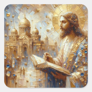 Sticker Carré Livre De Vie Jésus - Collection D'Art De La Série