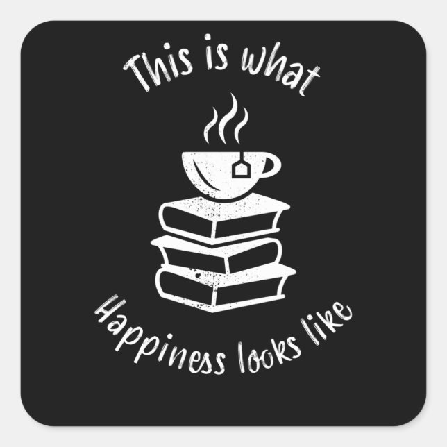 Sticker Carré Livres à thé - Bonheur Cadeau à thé (Devant)