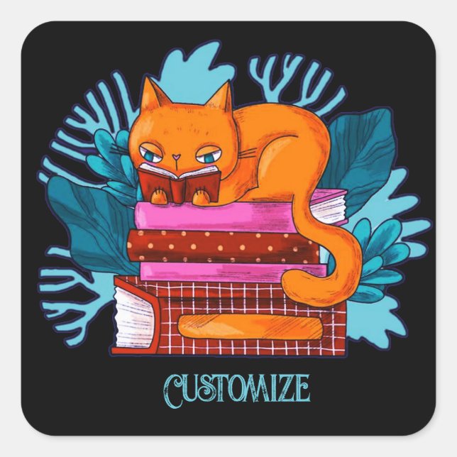 Sticker Carré Livres Approuvés pour chats personnalisés (Devant)