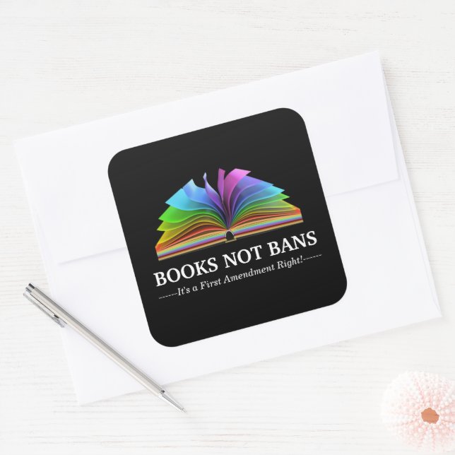 Sticker Carré Livres Pas D'interdictions, LGBTQ+   (Enveloppe)