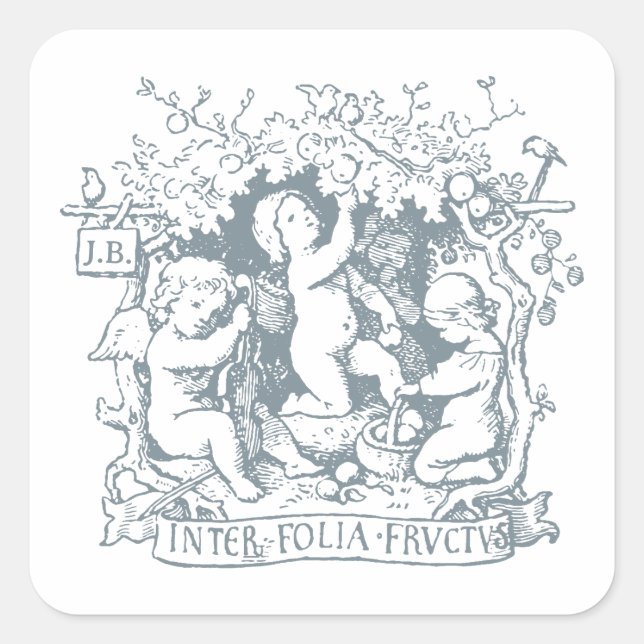 Sticker Carré Livres pour Baby Initials Plaque Vintage (Devant)