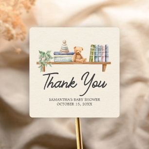 Sticker Carré Livres pour Bébé et Brunch Fête de Bébé Neutre