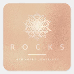 Sticker Carré Liz Mandala Rose Rose or métal blanc 3