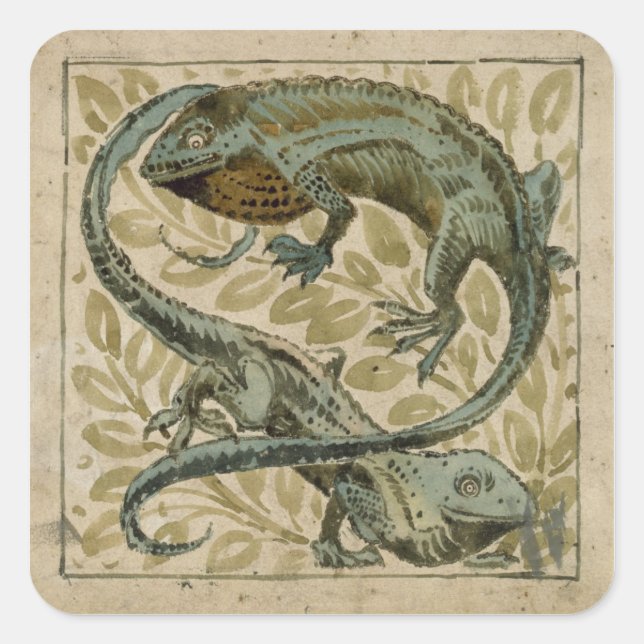 Sticker Carré Lizards, conception pour un carrelage (avec papier (Devant)