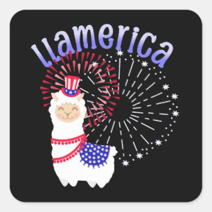 Sticker Carré Llama American 4 juillet