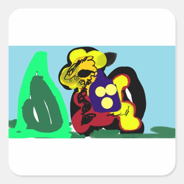 Sticker Carré Llama  amour  (Devant)