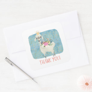 Sticker Carré Llama Amour Merci Jolies Adorables Filles Annivers