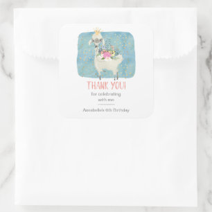 Sticker Carré Llama Love Merci mignonne Adorable Filles Annivers