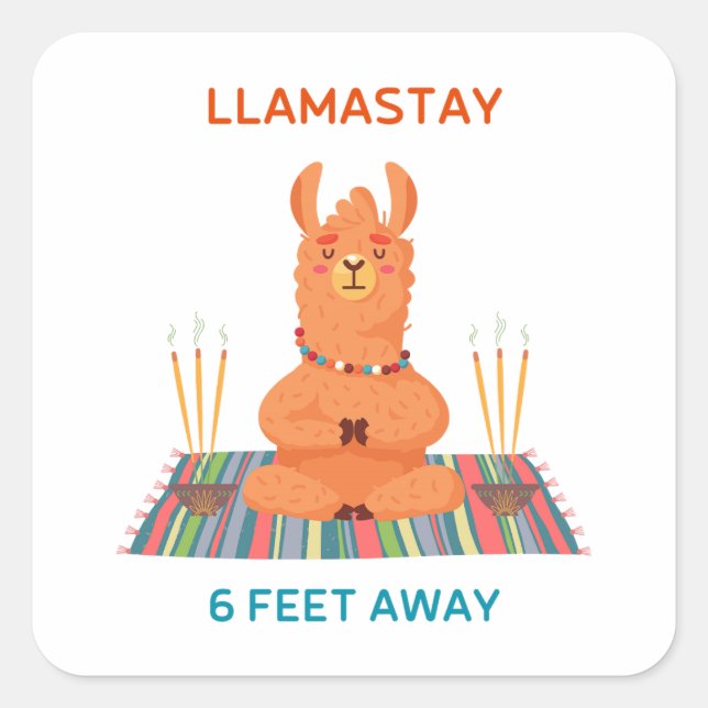 Sticker Carré Llamastay à 6 pieds (Devant)