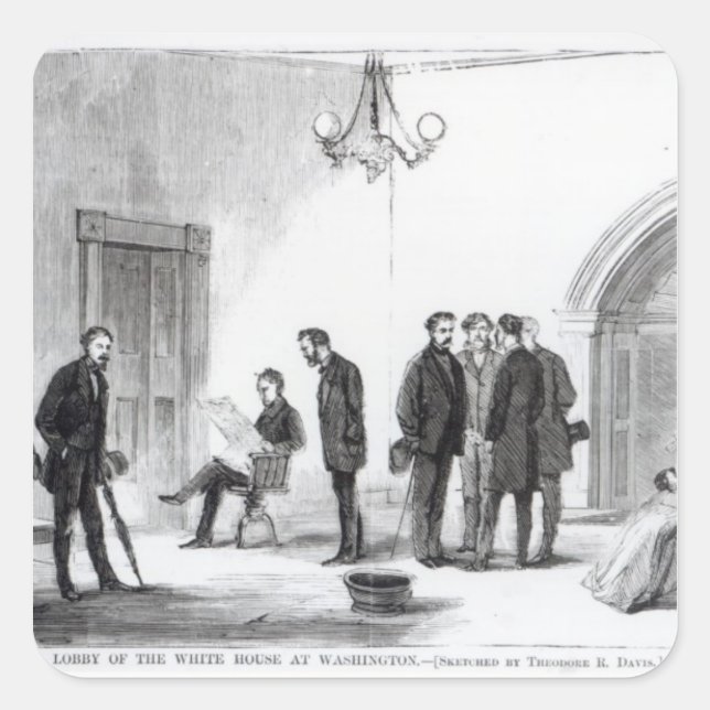 Sticker Carré Lobby de la Maison Blanche à Washington (Devant)