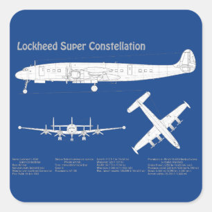 Sticker Carré Lockheed L-1049 Super Constellation - Plans ABD