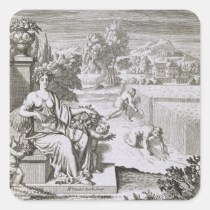 Sticker Carré L'oeil de Dieu observe la récolte, l'illustration