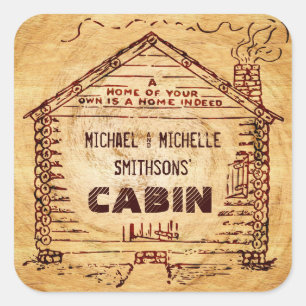 Sticker Carré Log Cabine Personnalisé Faux Wood