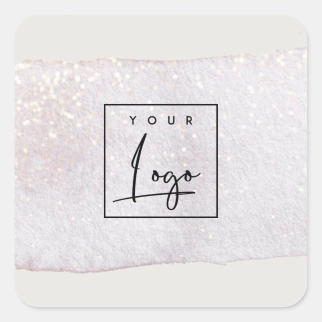 Sticker Carré Logo Abstrait de brosse à brosse à aquarelle Lilac (Devant)