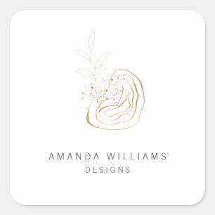 Sticker Carré Logo Abstrait minimal Gold Designer