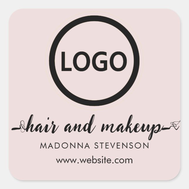 Sticker Carré Logo Blush Pink Typographie simple maquillage chev (Devant)