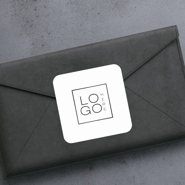 Sticker Carré Logo carré personnalisé pour entreprise Minimalist (Créateur téléchargé)