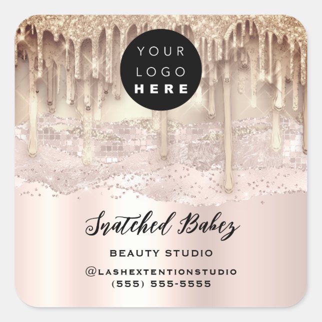 Sticker Carré Logo Code QR Merci frappe les Parties scintillant  (Devant)