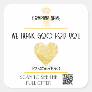 Sticker Carré Logo CŒUR personnalisé MERCI pour Dieu pour l'entr