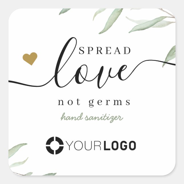 Sticker Carré Logo commercial Spread Love Hand Sanitizer Green (Devant)