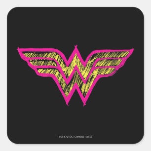 Sticker Carré Logo couleur rose et jaune de Wonders Woman