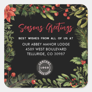 Sticker Carré Logo d'affaires Noël Vacances Botanique
