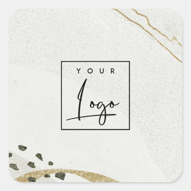 Sticker Carré Logo d'aquarelle Abstraite en pierre gris ivoire o (Devant)