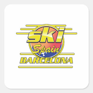 Sticker Carré Logo de Barcelone Espagne pour skier