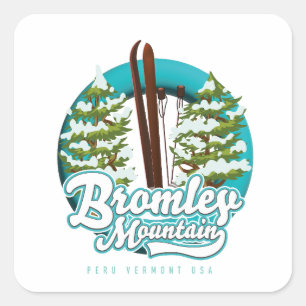 Sticker Carré logo de Bromley Mountain Peru Vermont US Ski
