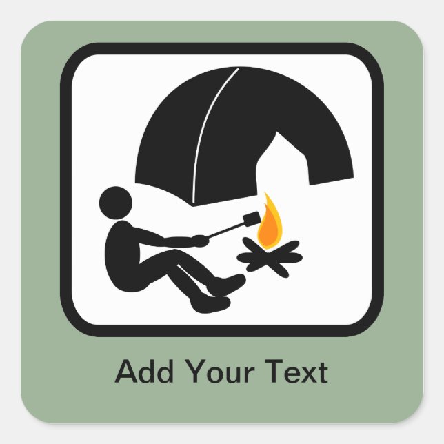 Sticker Carré Logo de camping personnalisable (Devant)