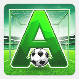 Sticker Carré ⚽ Logo de football avec lettre verte A pour stade 