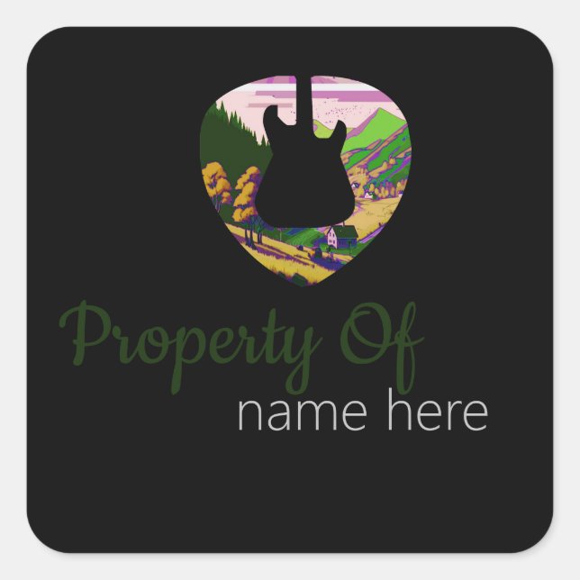 Sticker Carré Logo de guitare acoustique personnalisé (Devant)