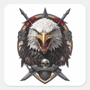 Sticker Carré Logo de la bannière de la tête d'aigle