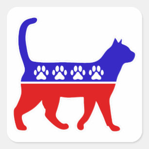 Sticker Carré Logo de la fête du chat Feline Politique Grand Par