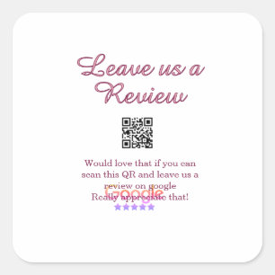 Sticker Carré logo de l'entreprise de revue Google Scan QR revie
