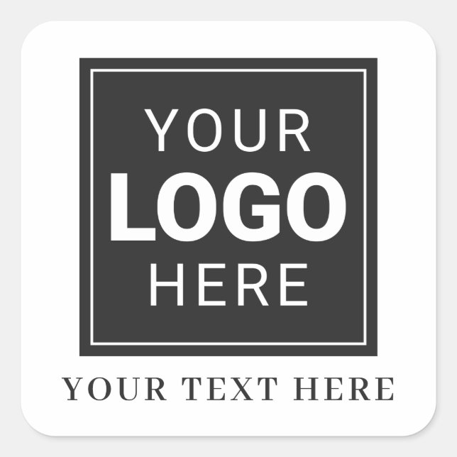 Sticker Carré Logo de l'entreprise plus texte (Devant)