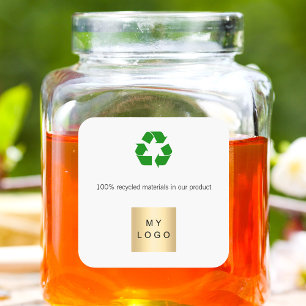 Sticker Carré Logo de l'entreprise produit symbole vert recycleu