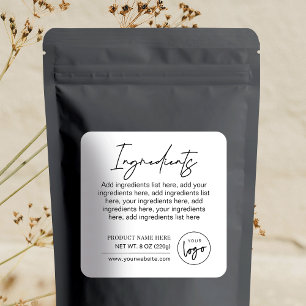 Sticker Carré Logo de marque moderne noir blanc Ingrédients