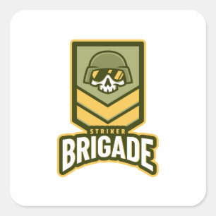 Sticker Carré Logo de mascotte de marque de jeu Logo militaire P