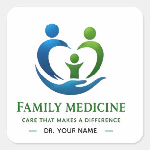 Sticker Carré Logo de médecine de famille pour la marque de prat