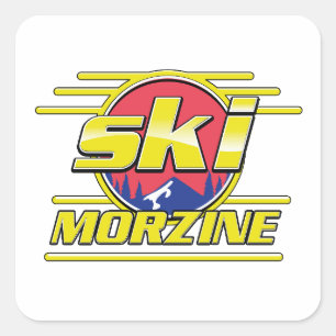 Sticker Carré Logo de Morzine France Ski 80s