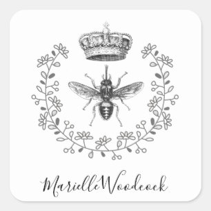 Sticker Carré Logo de Queen Bee Crown Laurel