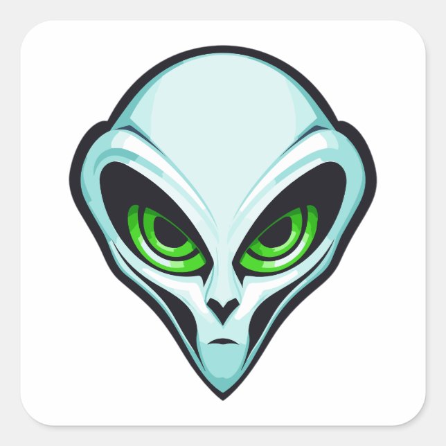 Sticker Carré Logo de tête de portrait Alien vert (Devant)