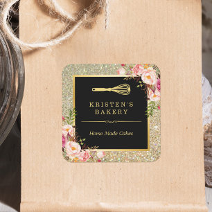 Sticker Carré Logo de Whisk Chef boulangerie   Parties scintilla